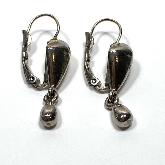Monet Earrings Dangles Drops Silver Tone Vintage Marked Signed - Picture 3 of 13